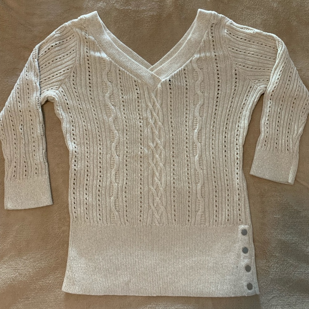 Cream & gold v-neck sweater
